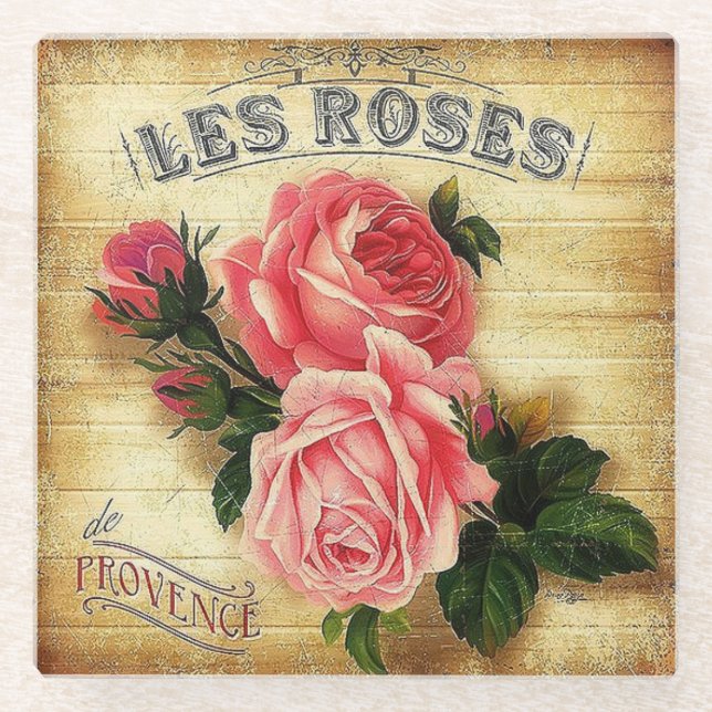 Rose der Provence, Frankreich Untersetzer aus Glas (Vorderseite)
