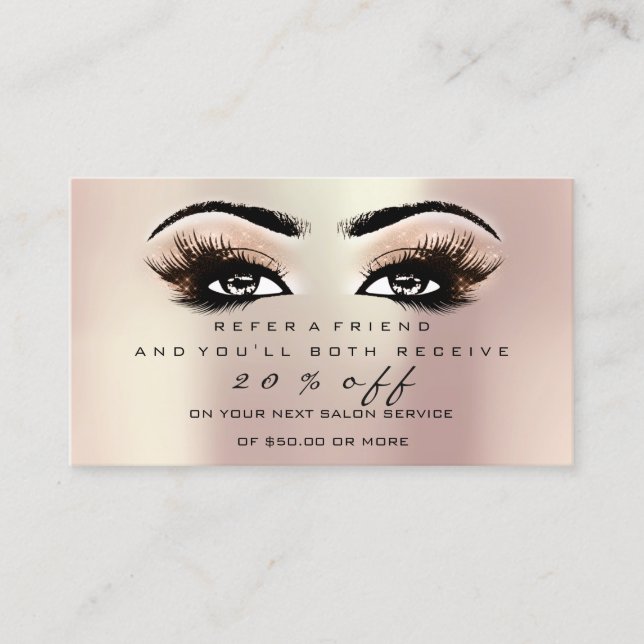 Rose der Salon-Referenzkarte Makeup Lashes Empfehlungskarte (Vorderseite)