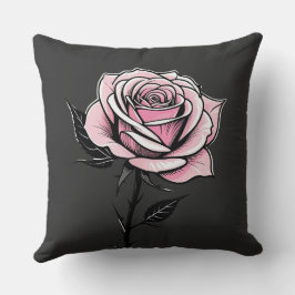 Rose der Tinte (grau) Kissen