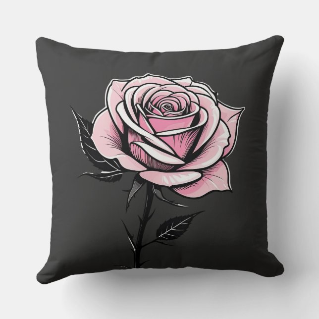 Rose der Tinte (grau) Kissen (Rückseite)