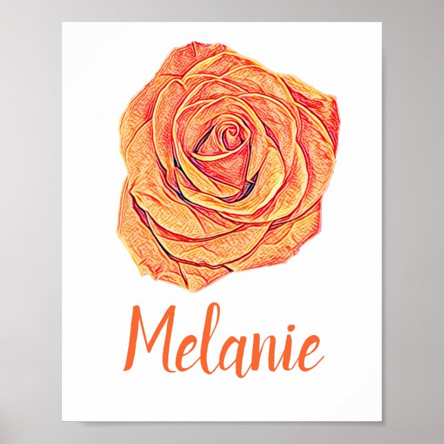 Rose der tropischen Mandarine Poster (Vorne)