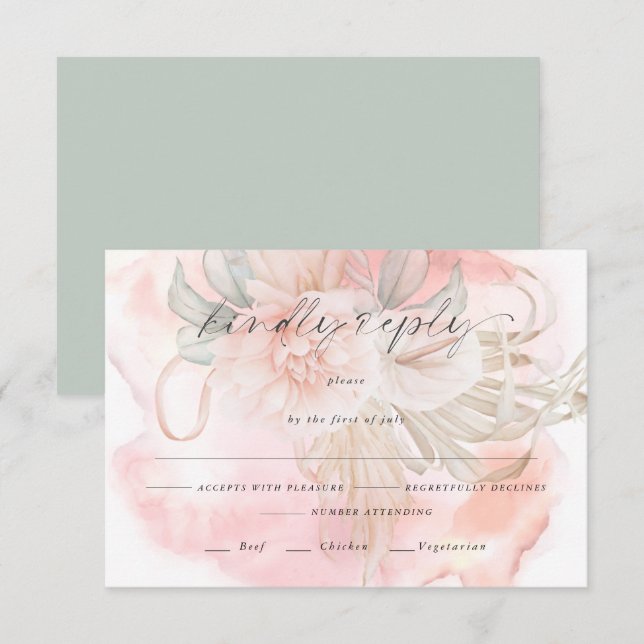 Rose der verblichenen Korallen RSVP Karte (Vorne/Hinten)