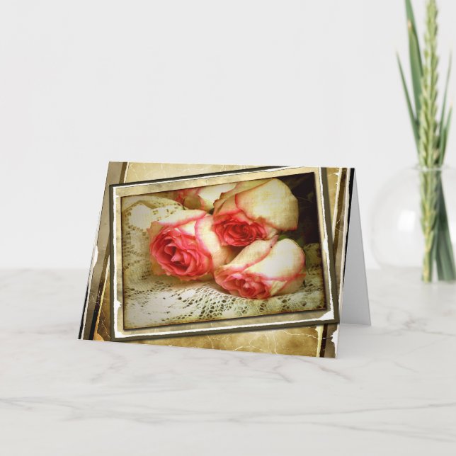 Rose der Vintagen Mutter Karte (Vorderseite)