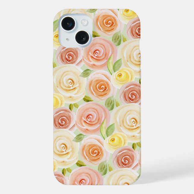 Rose der Wasserfarbe Gemustert iPhone 15 Plus Hülle (Rückseite)