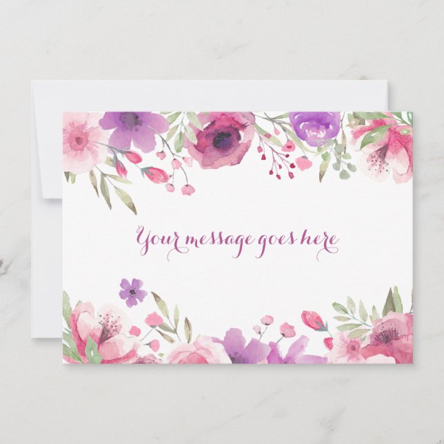 Rose der Wasserfarbe Ihre Nachricht Dankeskarte (Vorderseite)