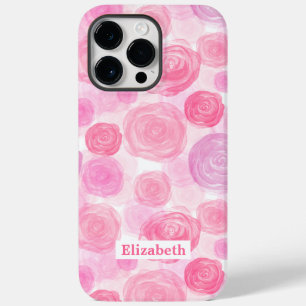 Rose der Wasserfarbe mit Ihrem Namen Case-Mate iPhone 14 Pro Max Hülle