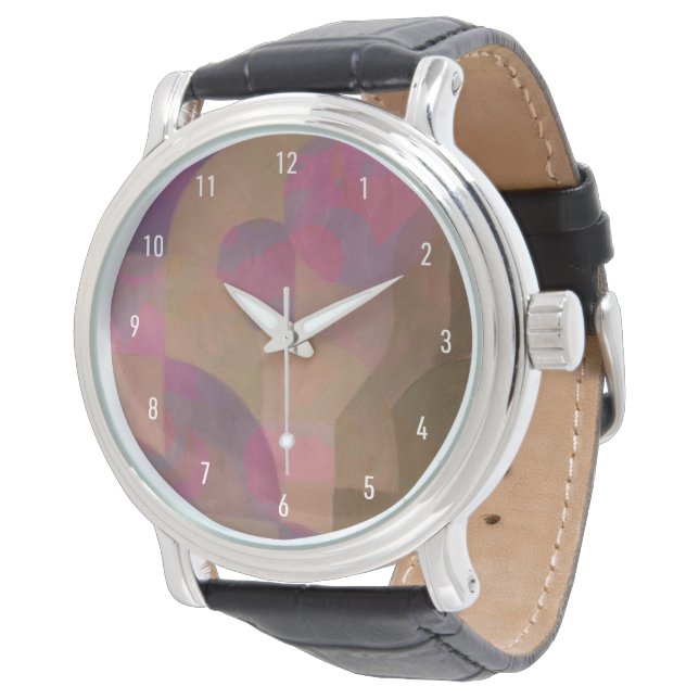 Rose der Wüste - Warme Abstrakte Geometrie Armbanduhr (Schrägansicht)