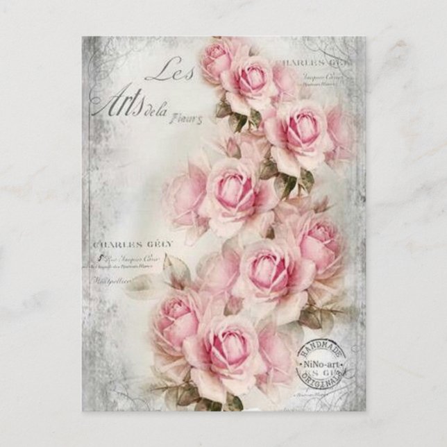 Rose des 19. Jahrhunderts Postkarte (Vorderseite)