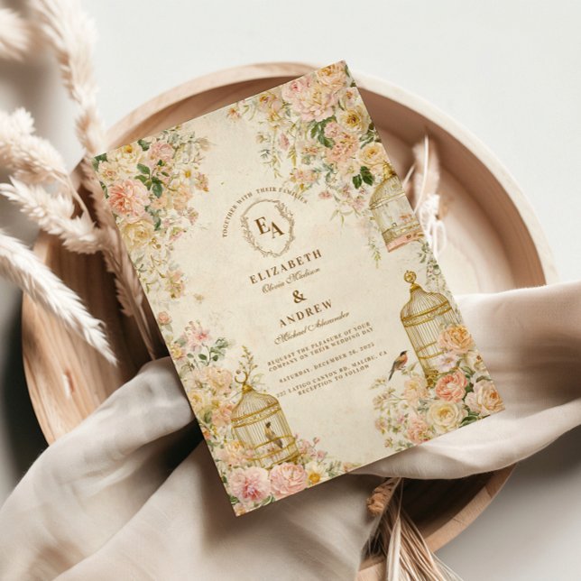 Rose des antiken Gartens und Vogelkäfige Einladung (Von Creator hochgeladen)