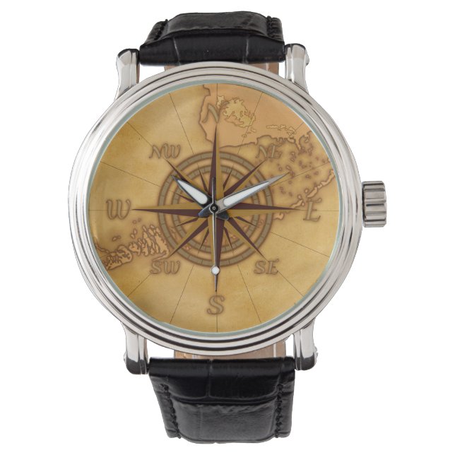 Rose des antiken Kompass Armbanduhr (Vorderseite)
