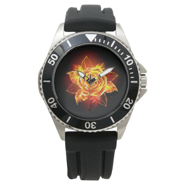 Rose des blühenden Feuers Armbanduhr (Vorderseite)