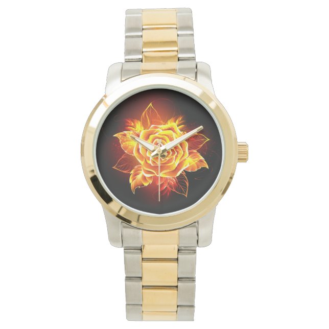 Rose des blühenden Feuers Armbanduhr (Vorderseite)