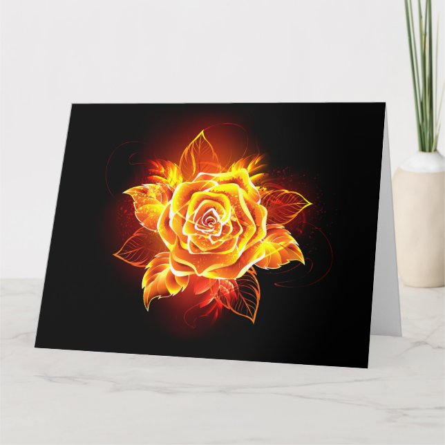 Rose des blühenden Feuers Dankeskarte (Vorderseite)