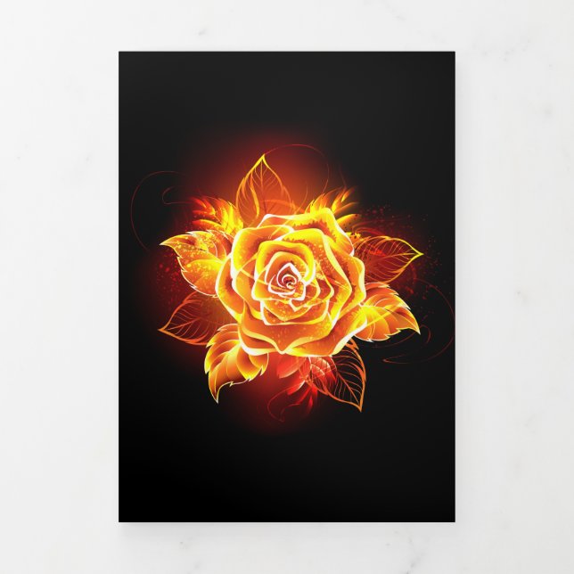 Rose des blühenden Feuers Dreifach Gefaltete Karte (Cover)