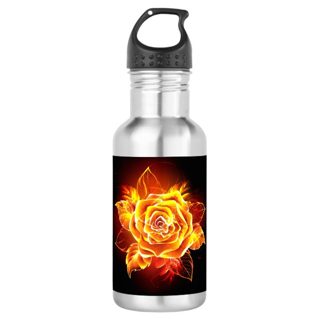 Rose des blühenden Feuers Edelstahlflasche (Vorderseite)