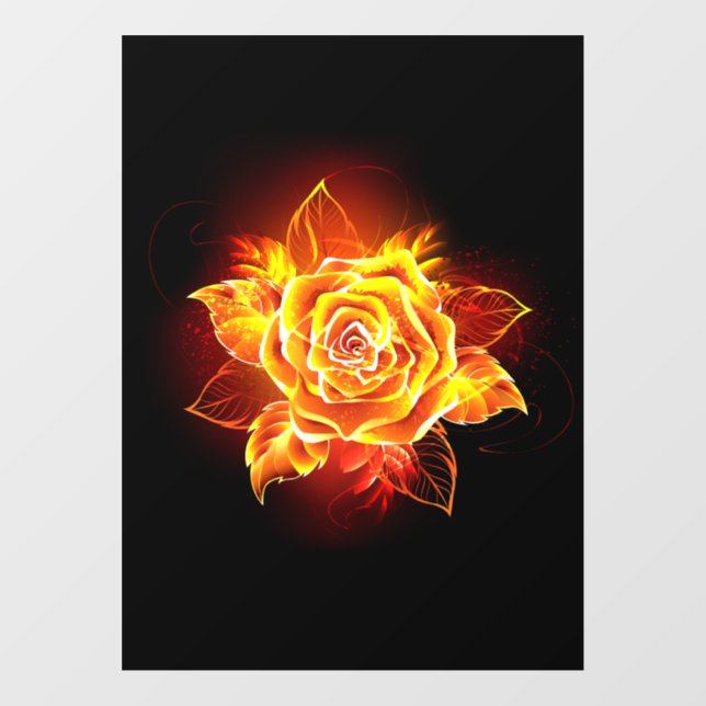 Rose des blühenden Feuers Fensteraufkleber (Blatt)