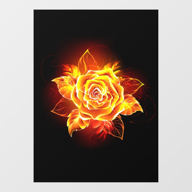 Rose des blühenden Feuers Fensteraufkleber (Blatt)