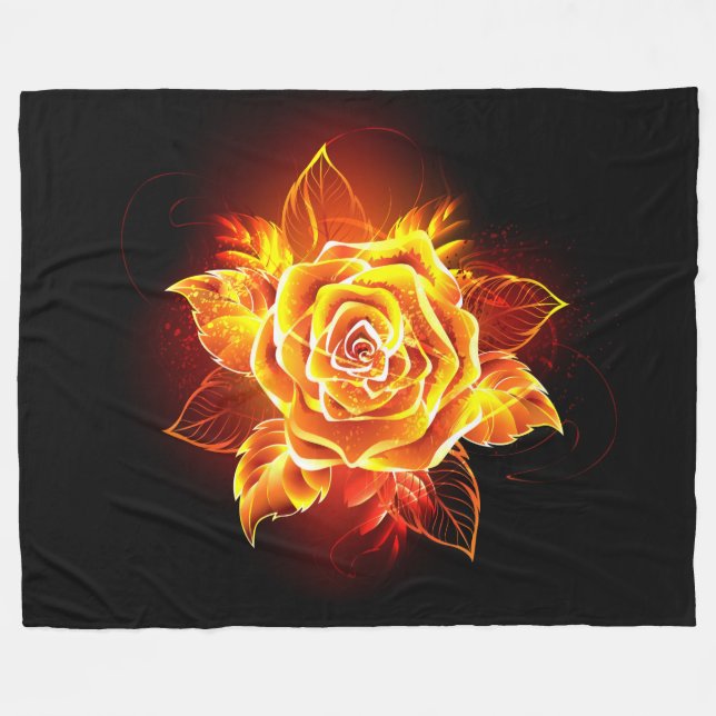 Rose des blühenden Feuers Fleecedecke (Vorderseite (Horizontal))