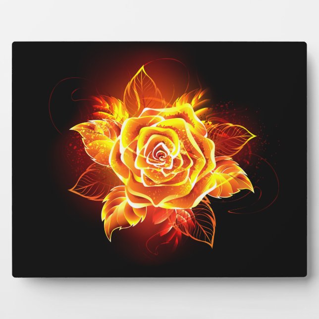 Rose des blühenden Feuers Fotoplatte (Vorderseite)