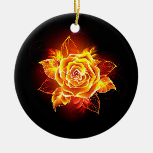 Rose des blühenden Feuers Keramik Ornament