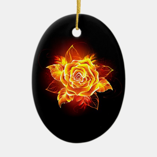 Rose des blühenden Feuers Keramik Ornament (Vorne)