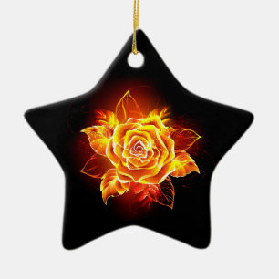 Rose des blühenden Feuers Keramik Ornament