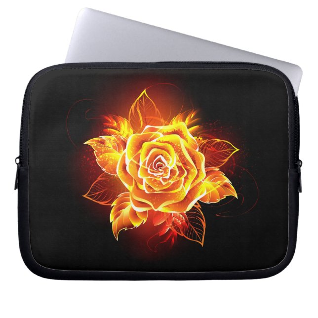Rose des blühenden Feuers Laptopschutzhülle (Vorderseite)