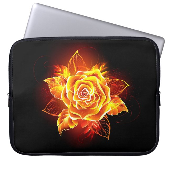 Rose des blühenden Feuers Laptopschutzhülle (Vorderseite)
