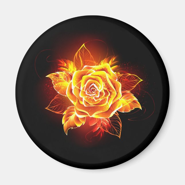 Rose des blühenden Feuers Magnet (Vorne)