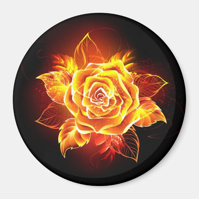 Rose des blühenden Feuers Magnet (Vorne)