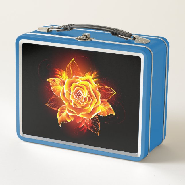 Rose des blühenden Feuers Metall Brotdose (Vorderseite)