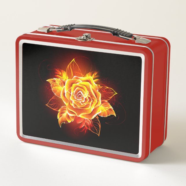 Rose des blühenden Feuers Metall Brotdose (Vorderseite)