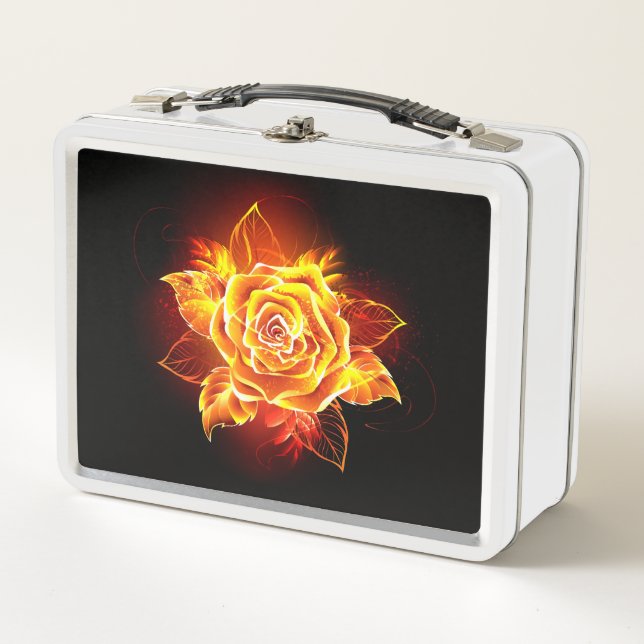 Rose des blühenden Feuers Metall Brotdose (Vorderseite)