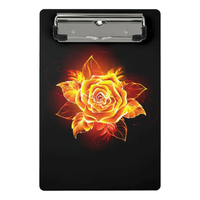 Rose des blühenden Feuers Mini Klemmbrett (Vorderseite)