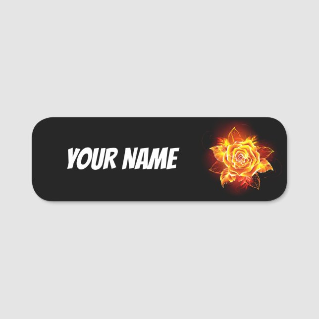 Rose des blühenden Feuers Namensschild (Vorderseite)