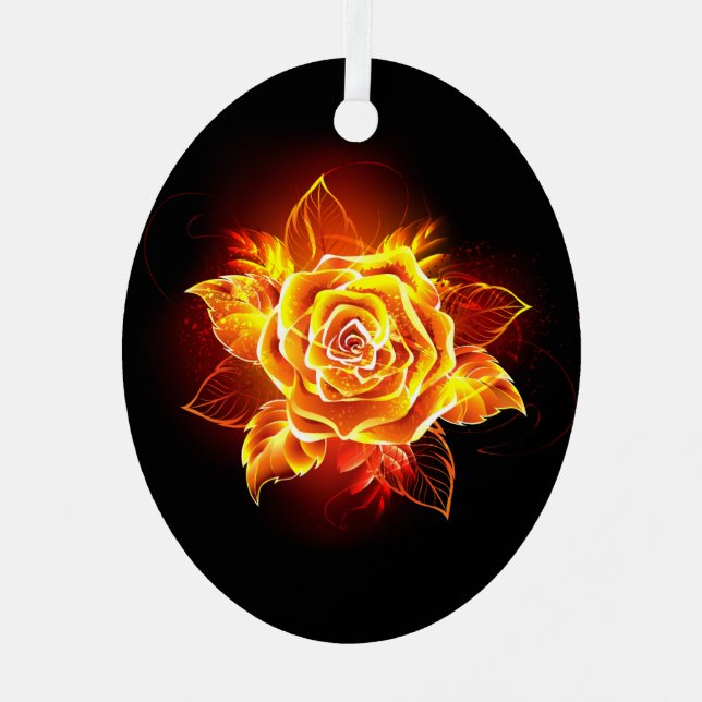 Rose des blühenden Feuers Ornament Aus Metall (Vorderseite)