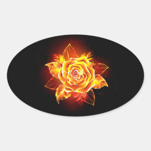 Rose des blühenden Feuers Ovaler Aufkleber