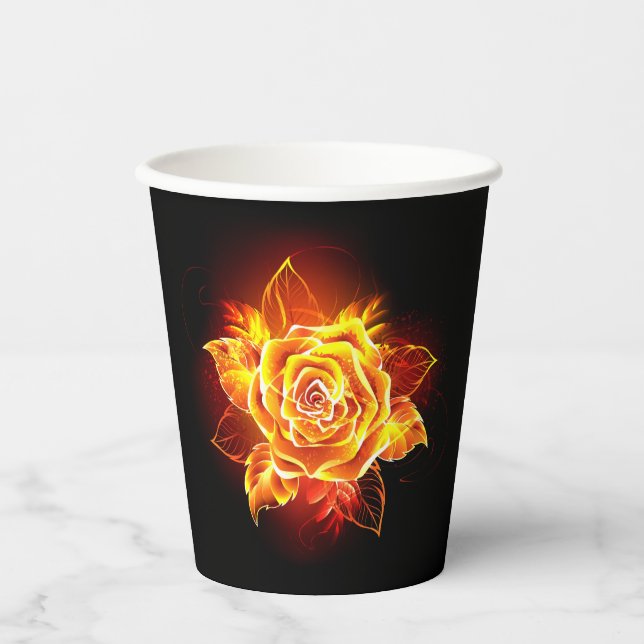 Rose des blühenden Feuers Pappbecher (Vorderseite)