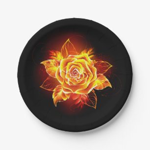 Rose des blühenden Feuers Pappteller