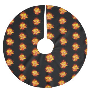 Rose des blühenden Feuers Polyester Weihnachtsbaumdecke