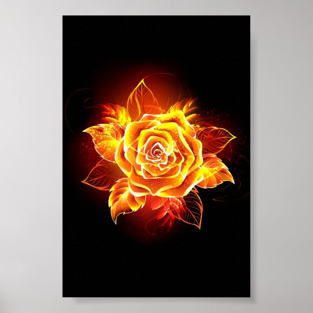 Rose des blühenden Feuers Poster (Vorne)