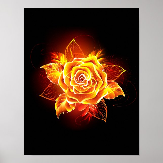 Rose des blühenden Feuers Poster (Vorne)