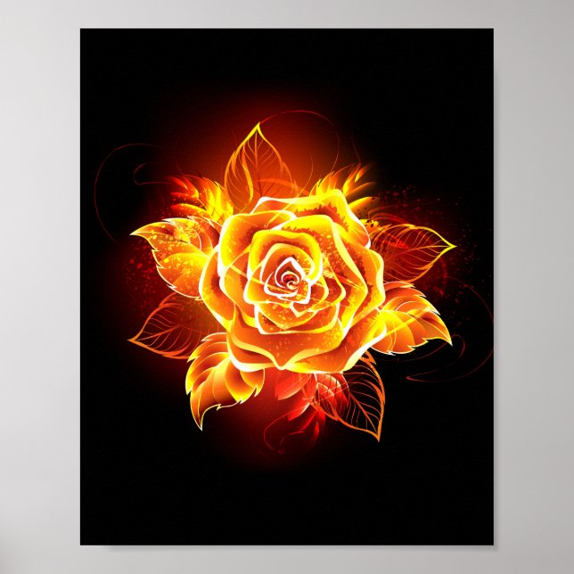 Rose des blühenden Feuers Poster (Vorne)