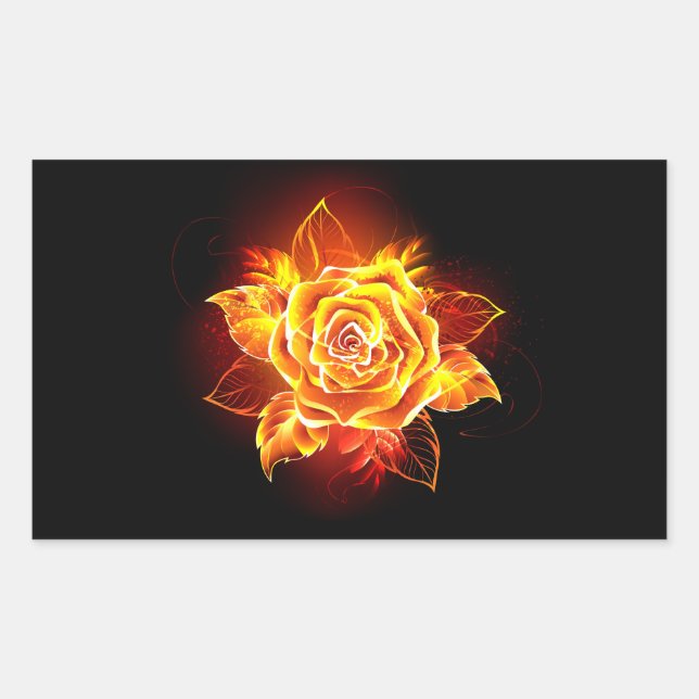 Rose des blühenden Feuers Rechteckiger Aufkleber (Vorderseite)