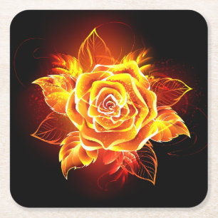 Rose des blühenden Feuers Rechteckiger Pappuntersetzer