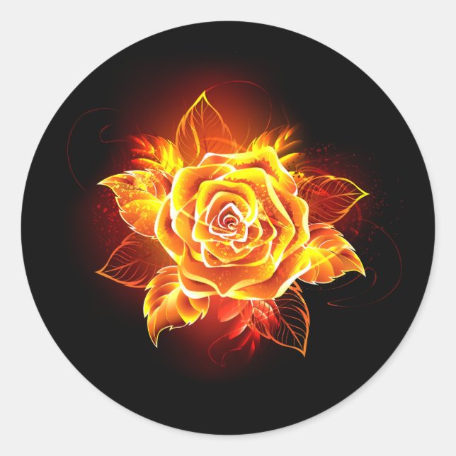 Rose des blühenden Feuers Runder Aufkleber (Vorderseite)