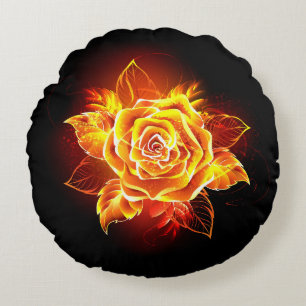 Rose des blühenden Feuers Rundes Kissen