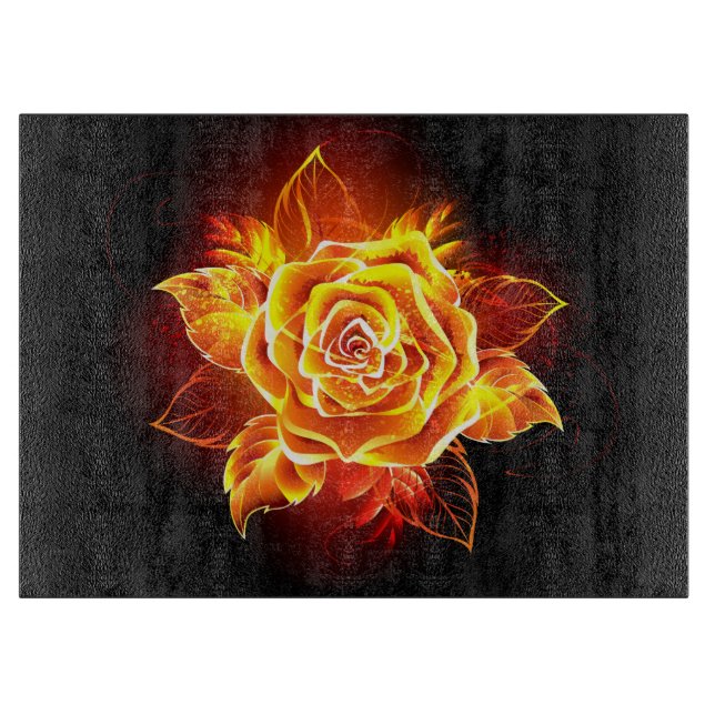 Rose des blühenden Feuers Schneidebrett (Vorderseite)