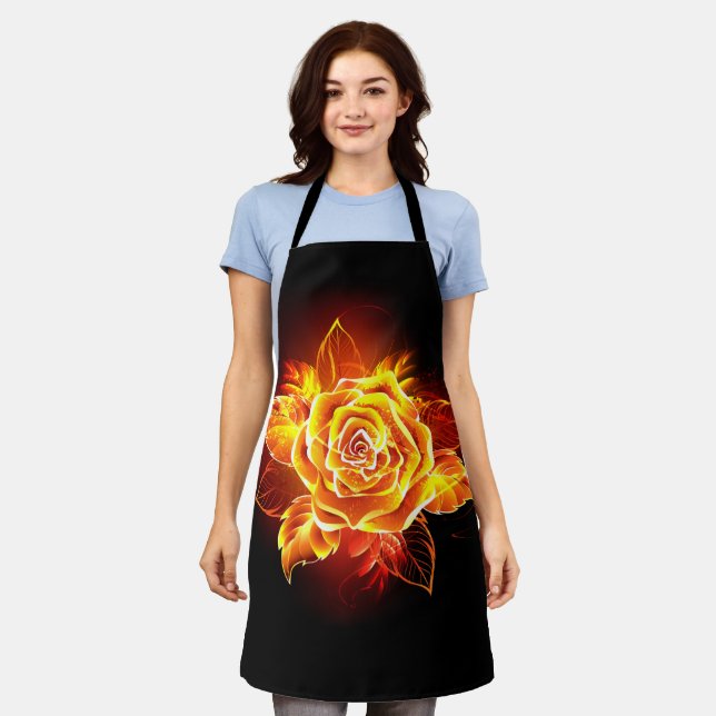 Rose des blühenden Feuers Schürze (Getragen)