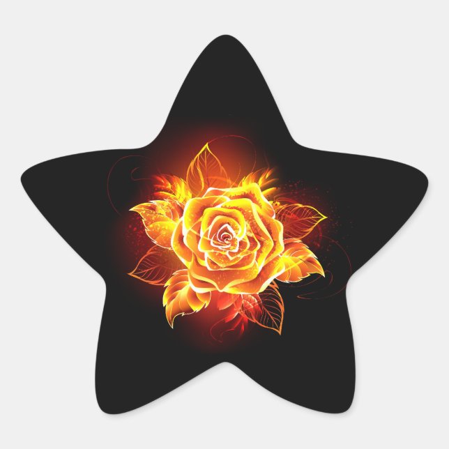Rose des blühenden Feuers Stern-Aufkleber (Vorderseite)